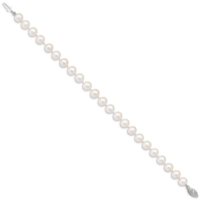 14k WG 7-8mm White Freshwater Cultured Pearl 8.25in Bracelet-WPN070W-8.25