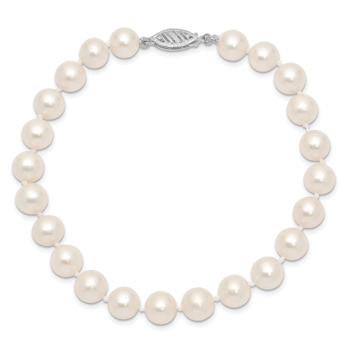 14k WG 7-8mm White Freshwater Cultured Pearl 8.25in Bracelet-WPN070W-8.25