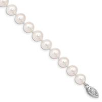 14k WG 7-8mm Near Rnd White Freshwater Cultured Pearl Bracelet-WPN070W-7.5