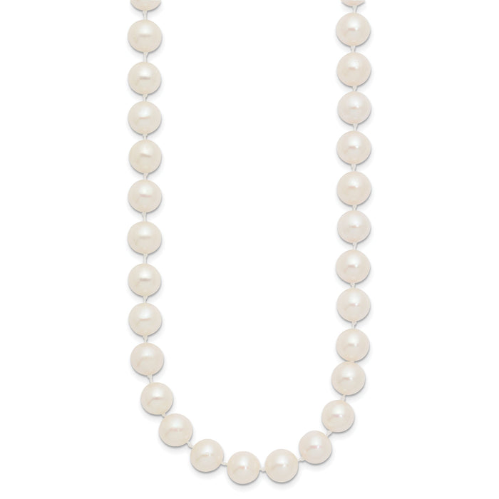 14k 8-9mm White Near Round Freshwater Cultured Pearl Necklace-WPN080-20