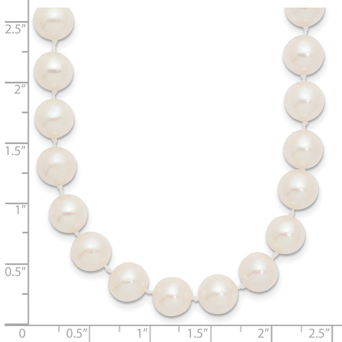 14k 8-9mm White Near Round Freshwater Cultured Pearl Necklace-WPN080-28
