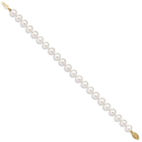 14k 8-9mm White Near Round Freshwater Cultured Pearl Bracelet-WPN080-8.25