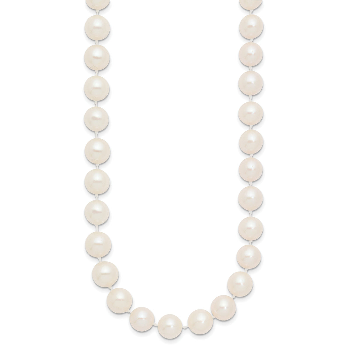 14k 9-10mm White Near Round Freshwater Cultured Pearl Necklace-WPN090-28