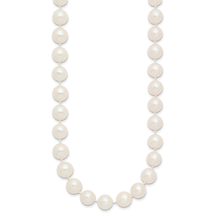 14k 9-10mm White Near Round Freshwater Cultured Pearl Necklace-WPN090-24