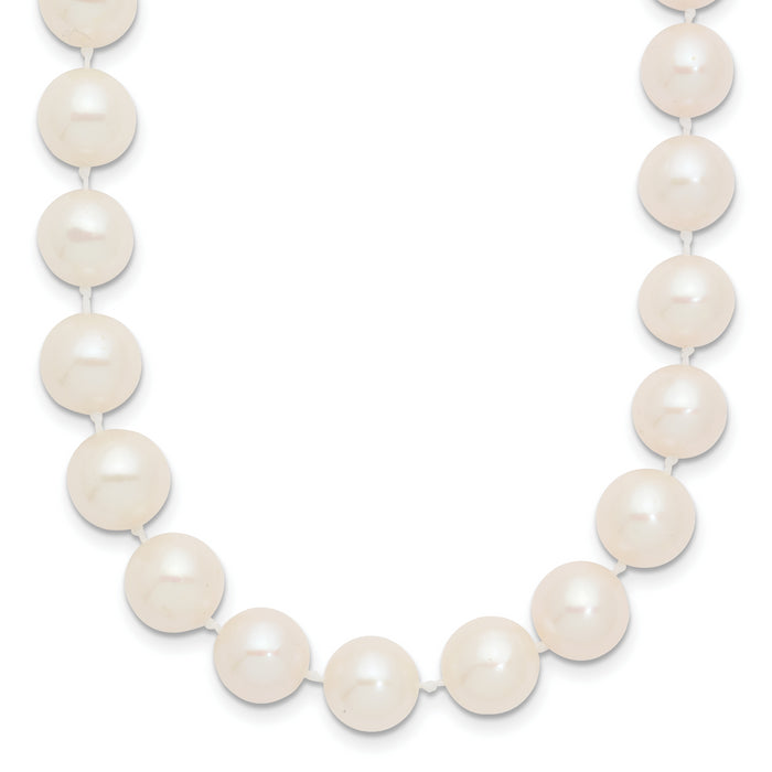 14k 9-10mm White Near Round Freshwater Cultured Pearl Necklace-WPN090-16