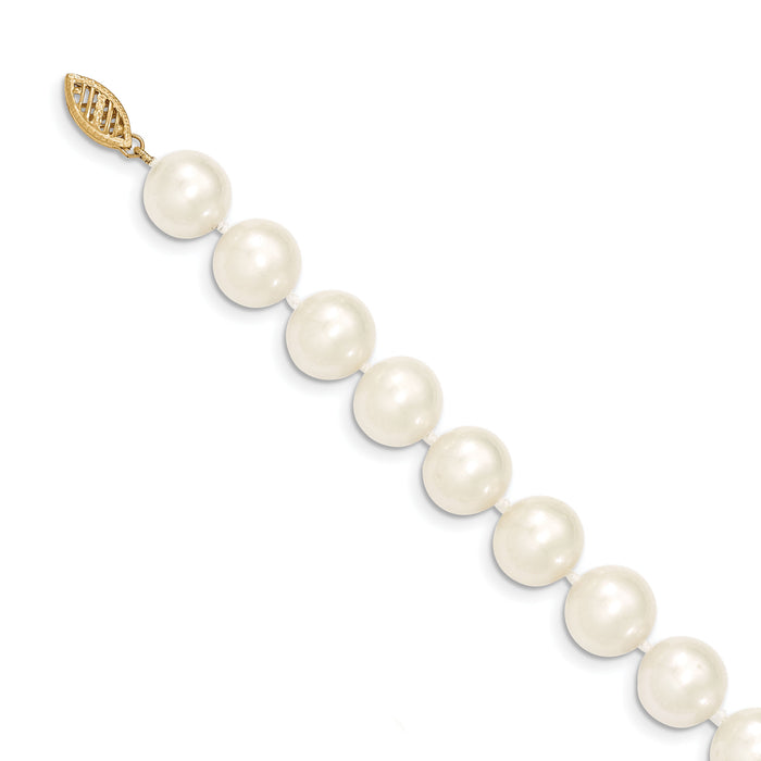 14k 10-11mm White Near Round Freshwater Cultured Pearl Necklace-WPN100-28