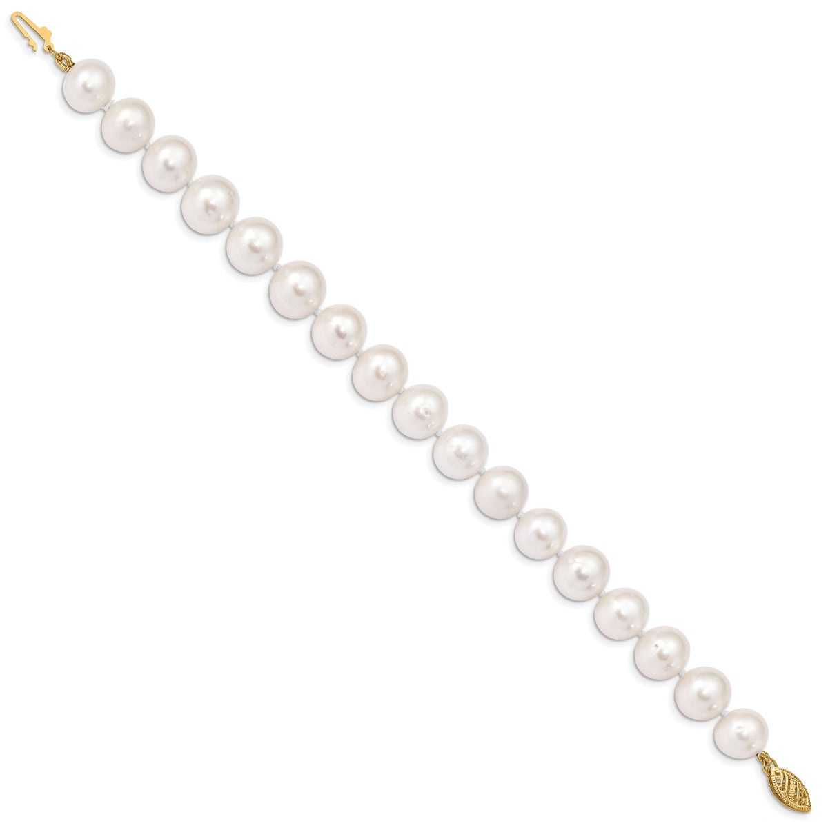 14k 10-11mm White Near Round Freshwater Cultured Pearl Bracelet-WPN100-7.5
