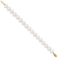 14k 10-11mm White Near Round Freshwater Cultured Pearl Bracelet-WPN100-7.5