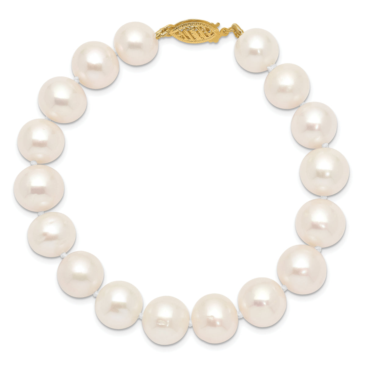 14k 10-11mm White Near Round Freshwater Cultured Pearl Bracelet-WPN100-7.5