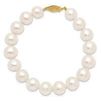 14k 10-11mm White Near Round Freshwater Cultured Pearl Bracelet-WPN100-7.5