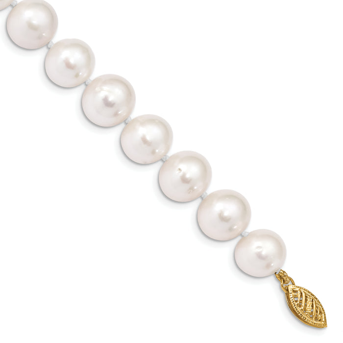 14k 10-11mm White Near Round Freshwater Cultured Pearl Bracelet-WPN100-7.5