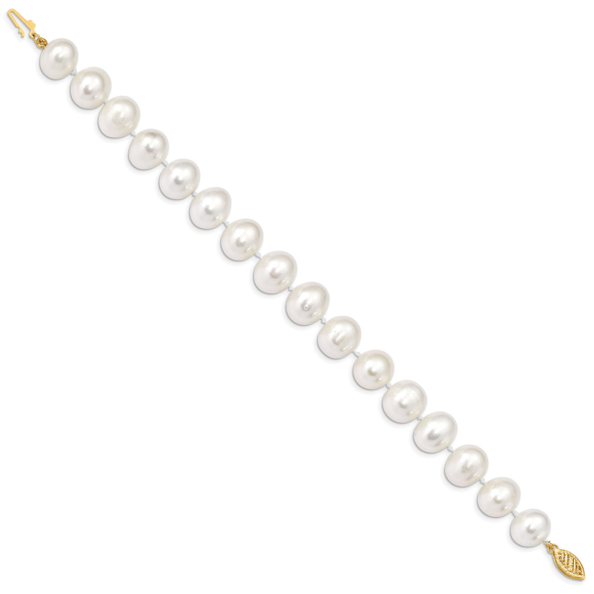 14k 11-12mm White Near Round Freshwater Cultured Pearl Bracelet-WPN110-7.5