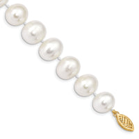 14k 11-12mm White Near Round Freshwater Cultured Pearl Bracelet-WPN110-7.5