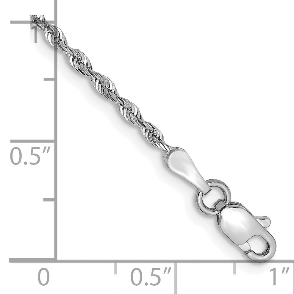 14k White Gold 1.85mm Diamond-cut Quadruple Rope Chain Anklet-WQT014-10