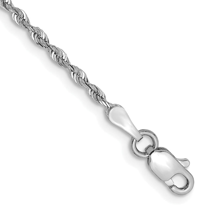 14k White Gold 1.85mm Diamond-cut Quadruple Rope Chain Anklet-WQT014-9