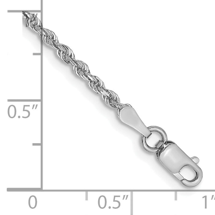 14k White Gold 2.00mm Diamond-cut Quadruple Rope Chain Anklet-WQT016-10