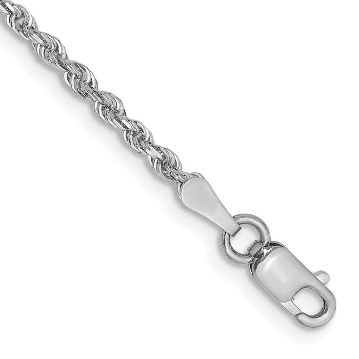 14k White Gold 2.00mm Diamond-cut Quadruple Rope Chain Anklet-WQT016-10