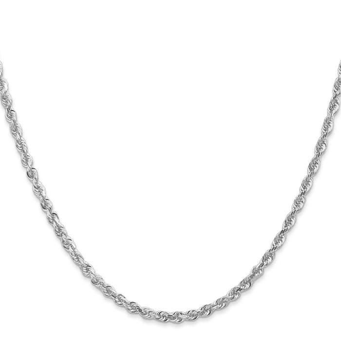 14k White Gold 3.0mm D/C Quadruple Rope Chain-WQT023-18