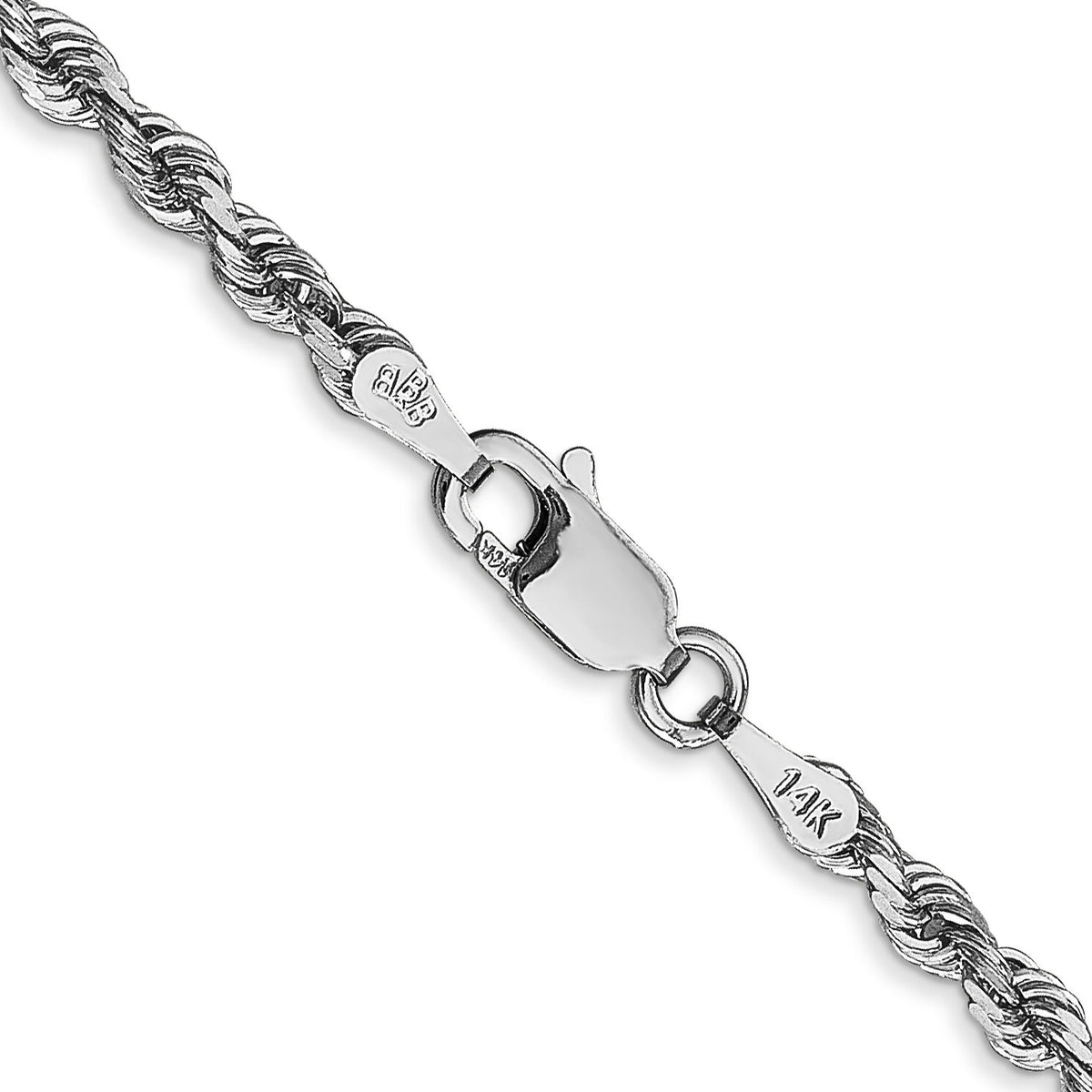 14k White Gold 3.0mm D/C Quadruple Rope Chain-WQT023-30