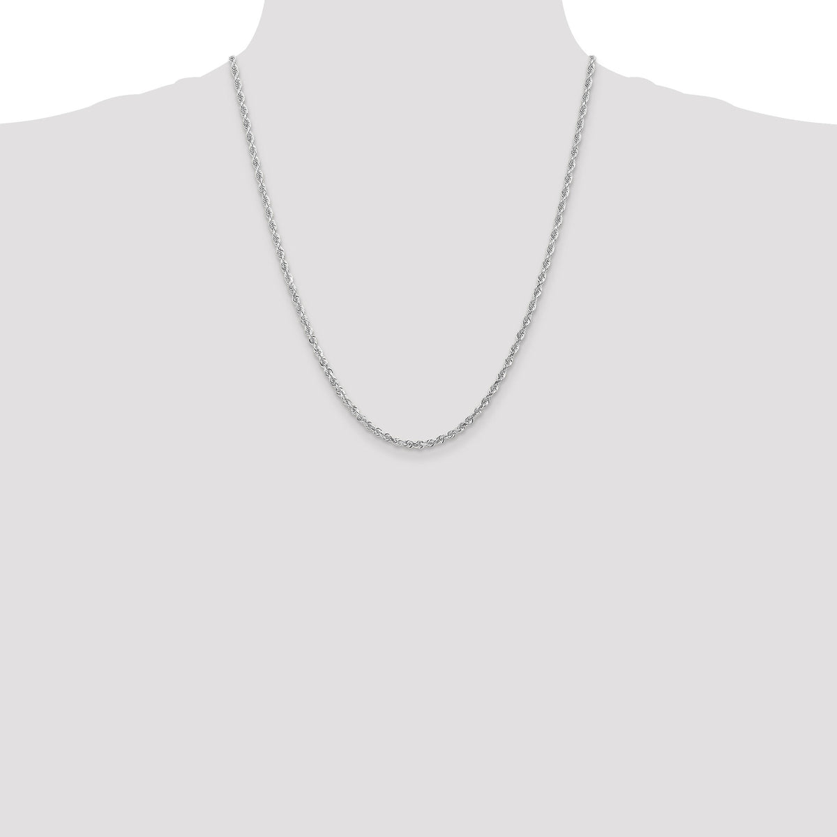 14k White Gold 3.0mm D/C Quadruple Rope Chain-WQT023-22