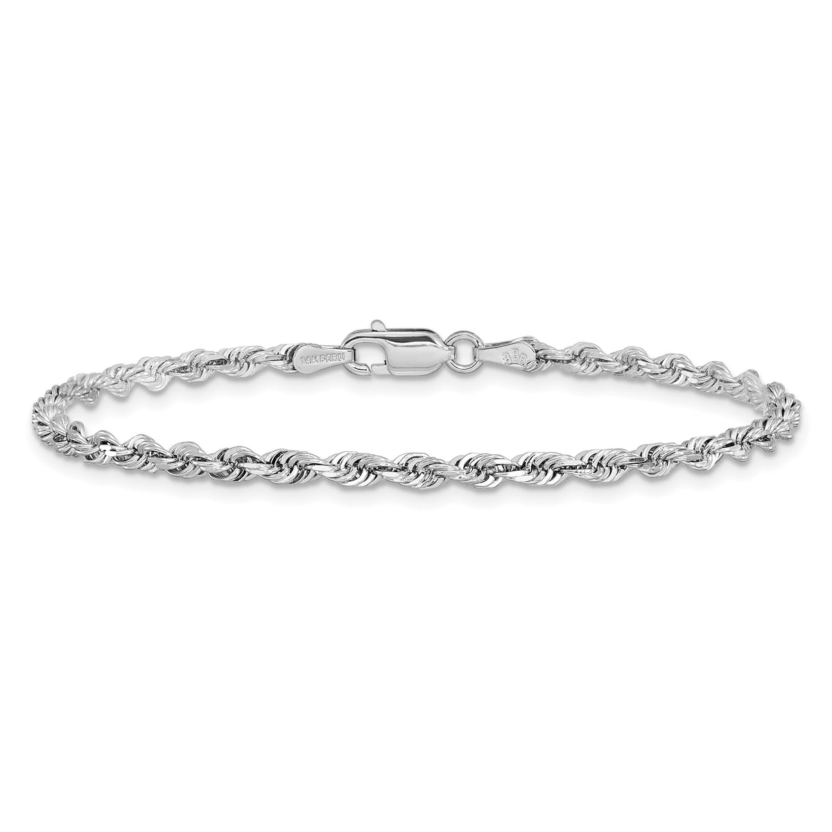 14k White Gold 3.0mm D/C Quadruple Rope Chain-WQT023-8