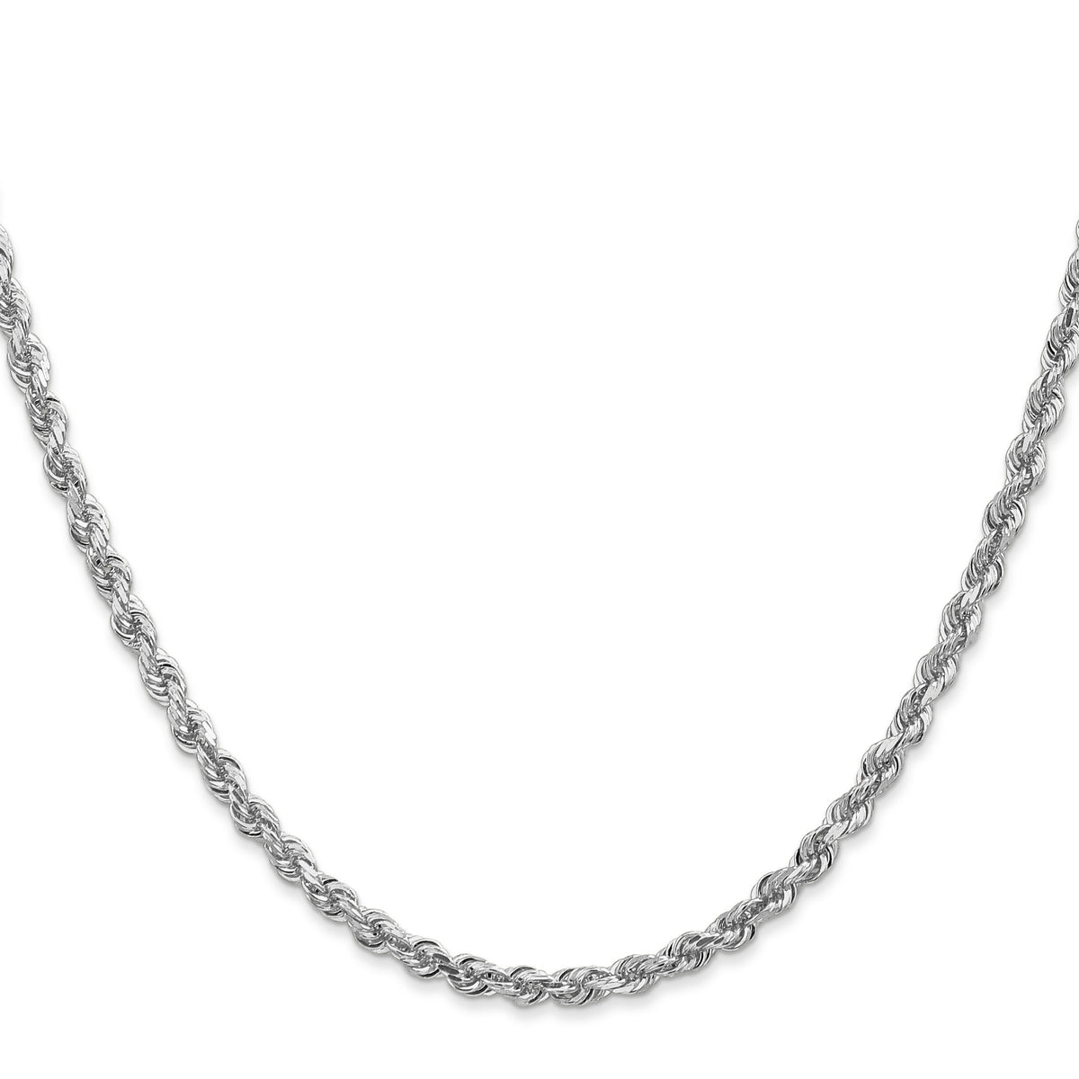14k White Gold 3.35mm D/C Quadruple Rope Chain-WQT025-30