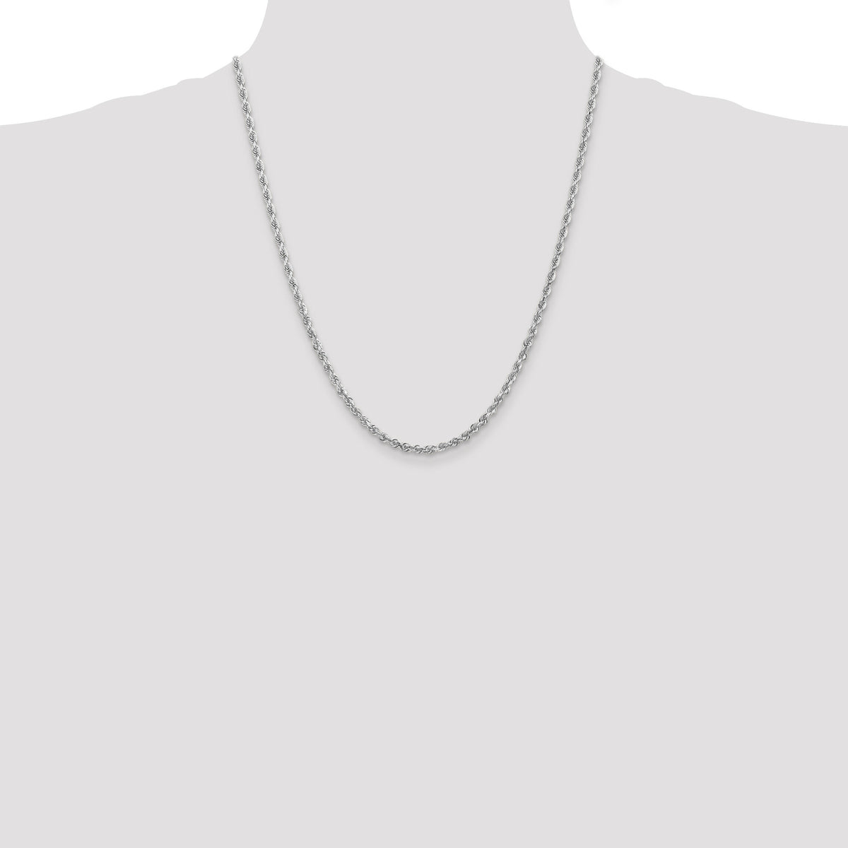14k White Gold 3.35mm D/C Quadruple Rope Chain-WQT025-22