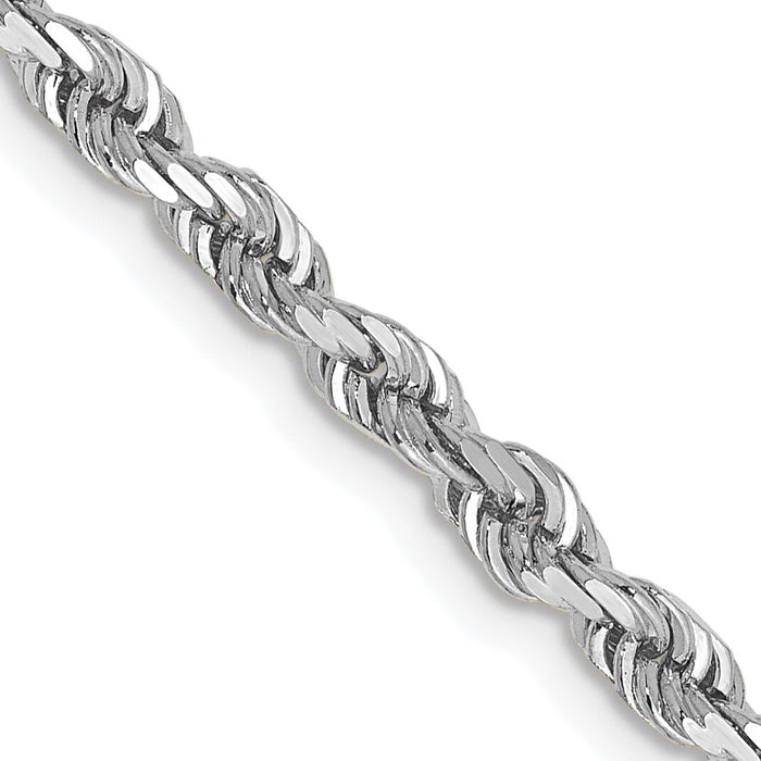14k White Gold 3.35mm D/C Quadruple Rope Chain-WQT025-18