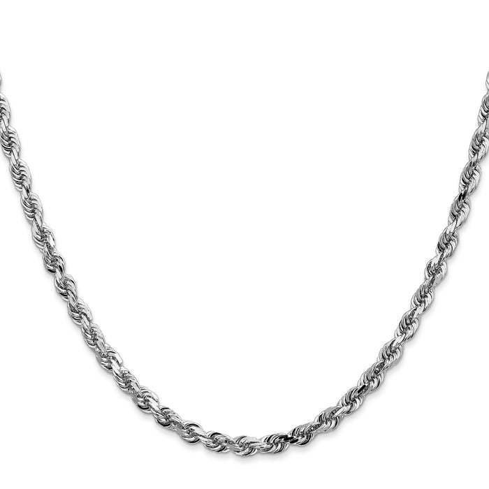 14k White Gold 4mm D/C Quadruple Rope Chain-WQT030-22