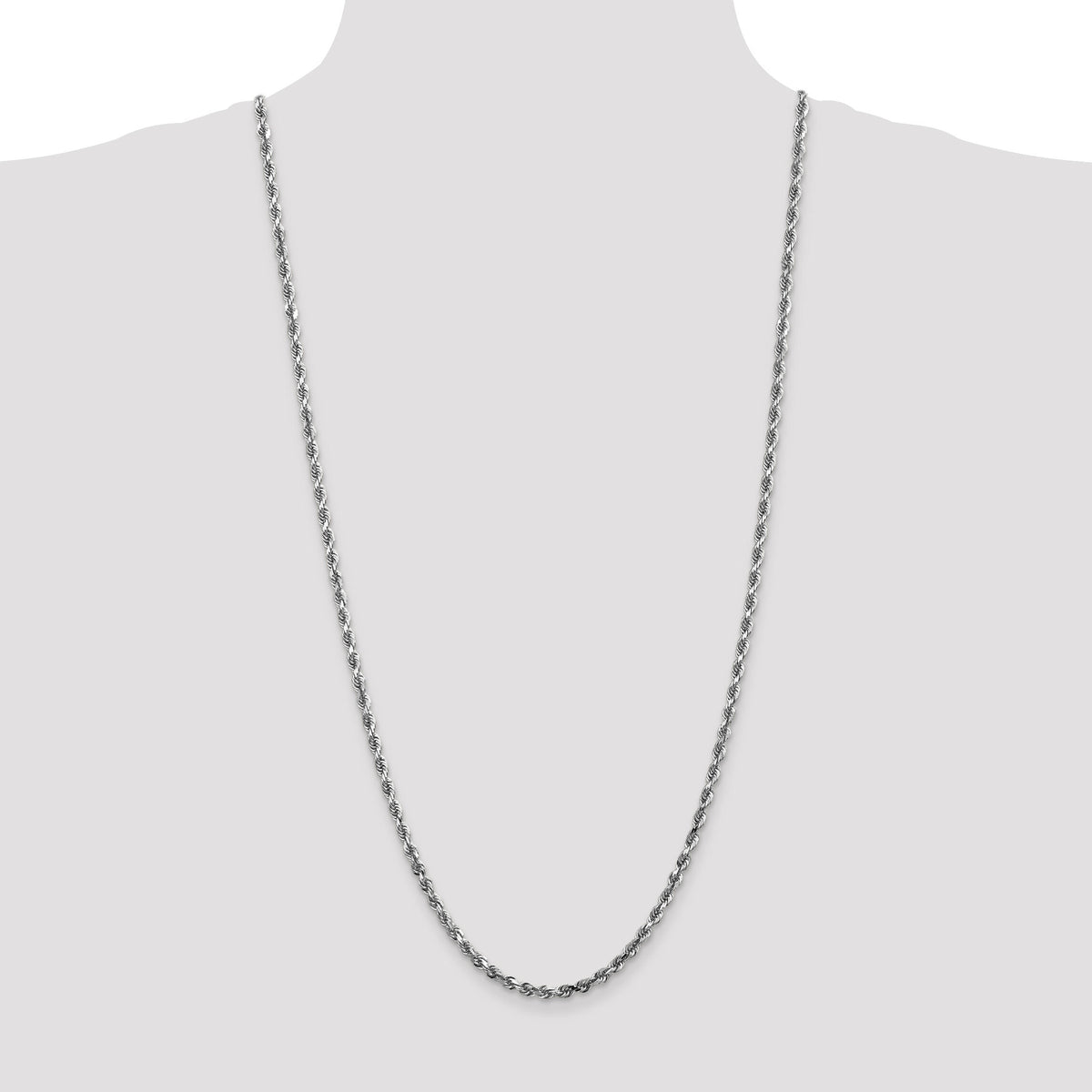 14k White Gold 4mm D/C Quadruple Rope Chain-WQT030-30