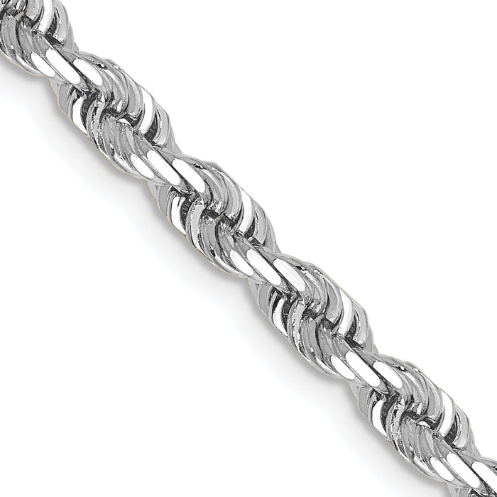 14k White Gold 4mm D/C Quadruple Rope Chain-WQT030-30