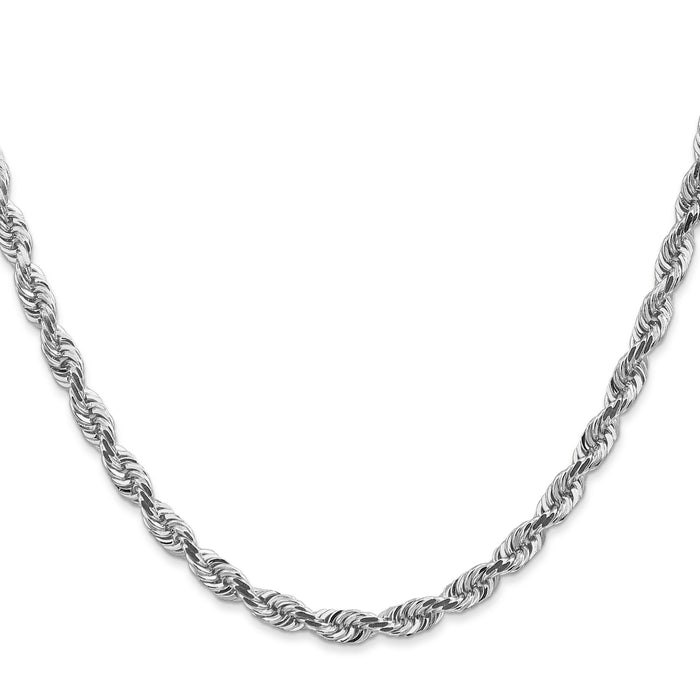 14k White Gold 4.5mm D/C Quadruple Rope Chain-WQT035-20