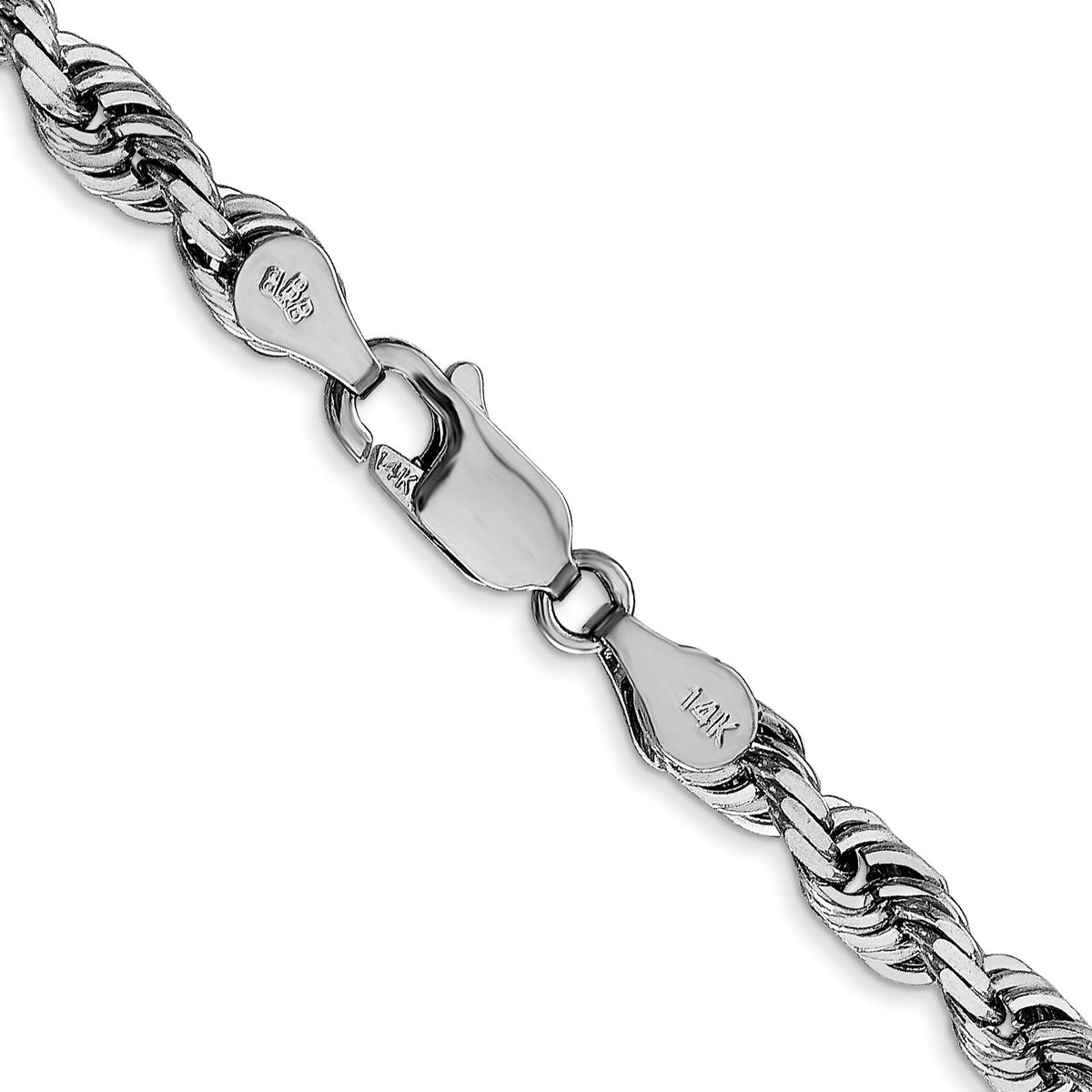 14k White Gold 4.5mm D/C Quadruple Rope Chain-WQT035-20