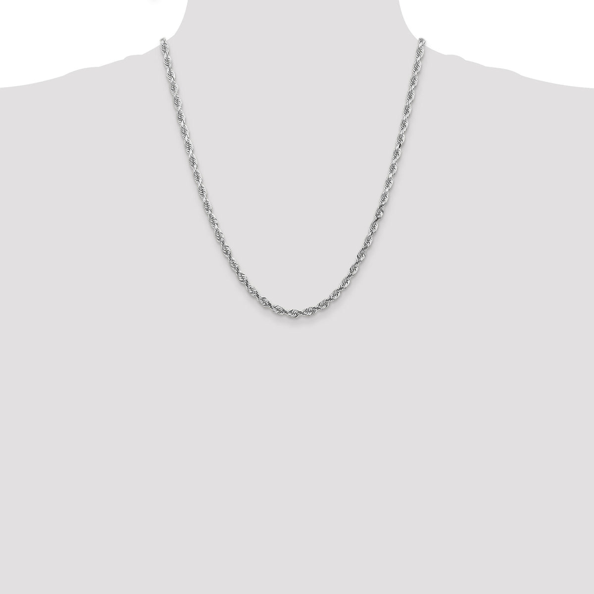 14k White Gold 4.5mm D/C Quadruple Rope Chain-WQT035-22
