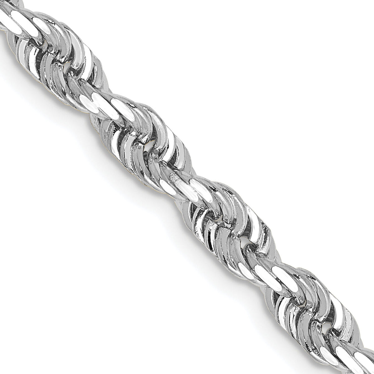 14k White Gold 4.5mm D/C Quadruple Rope Chain-WQT035-20