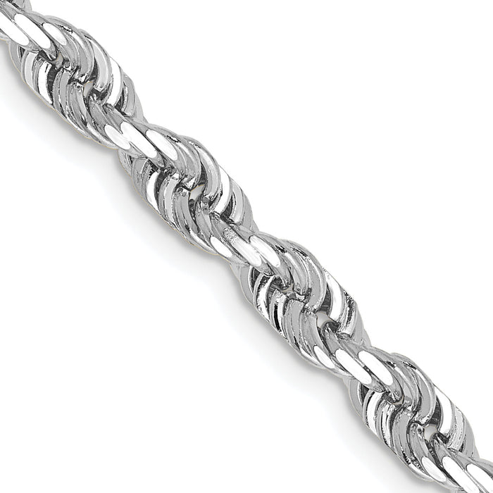 14k White Gold 4.5mm D/C Quadruple Rope Chain-WQT035-24