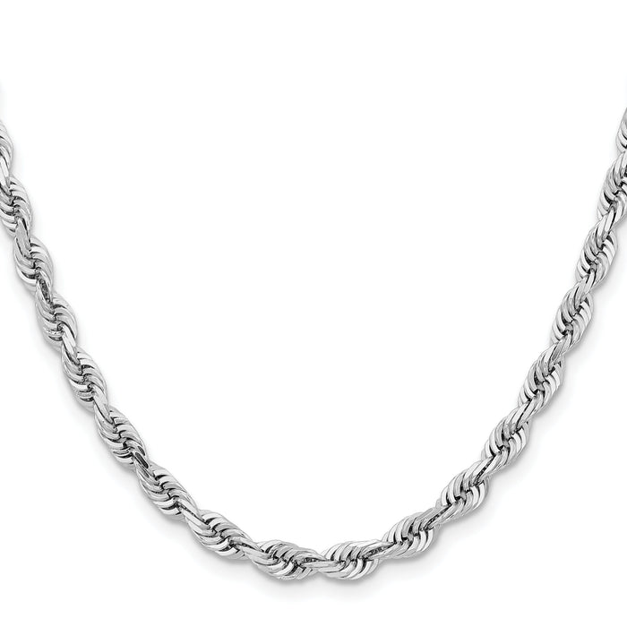 14k White Gold 5.0mm D/C Quadruple Rope Chain-WQT040-24