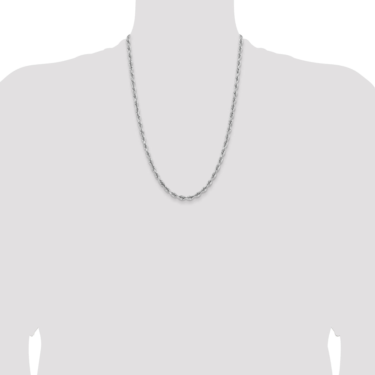 14k White Gold 5.0mm D/C Quadruple Rope Chain-WQT040-24