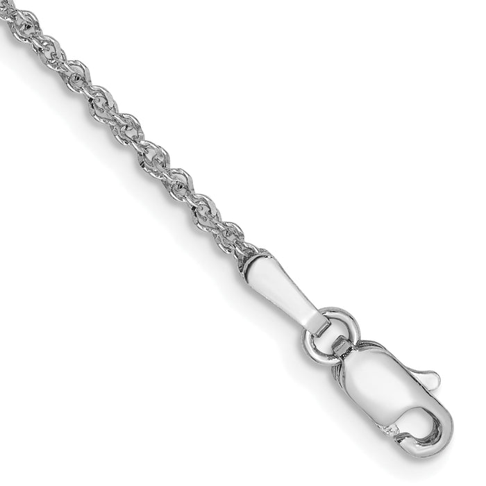 14K White Gold D/C 1.7mm Ropa Chain Anklet-WRPA028-9