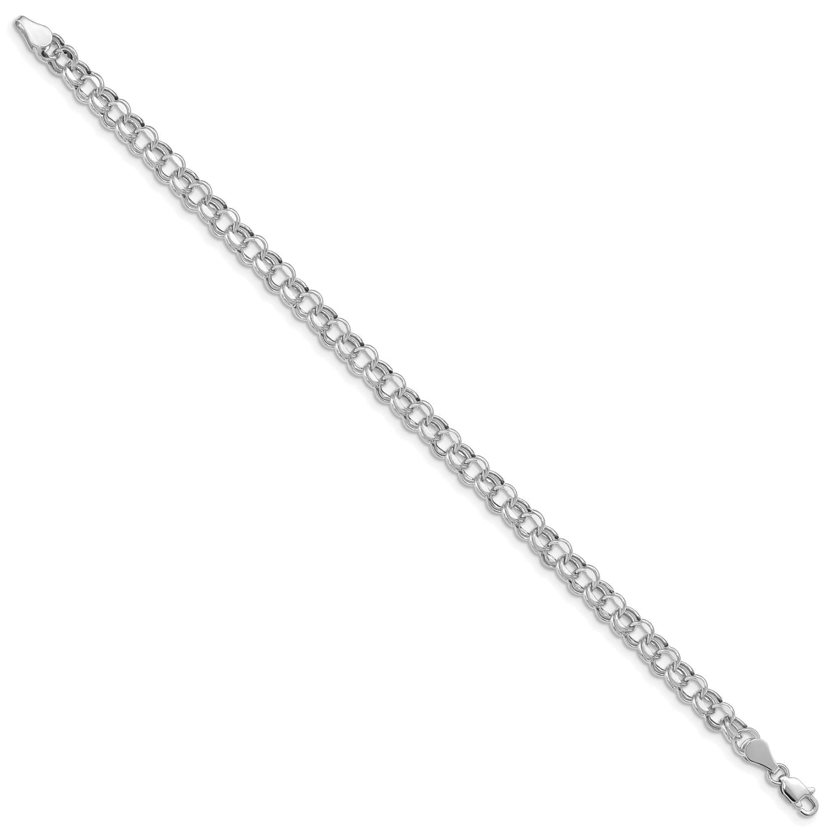 14k White Gold Lite 5mm Double Link Charm Bracelet-WSD1-8.25