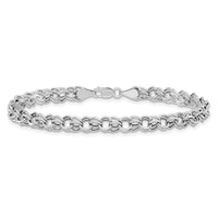 14k White Gold Lite 5mm Double Link Charm Bracelet-WSD1-8.25