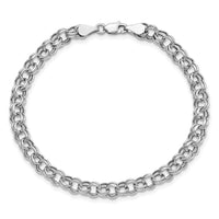 14k White Gold Lite 5mm Double Link Charm Bracelet-WSD1-8.25
