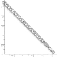 14k White Gold Lite 5mm Double Link Charm Bracelet-WSD1-7.25
