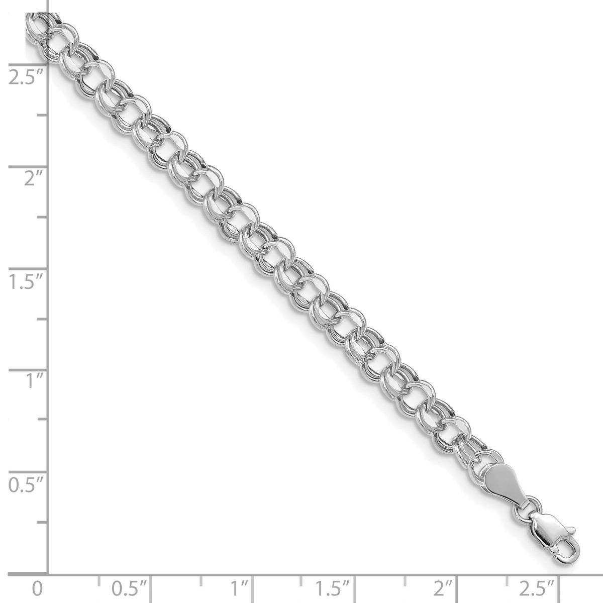 14k White Gold Lite 5mm Double Link Charm Bracelet-WSD1-8.25