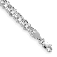 14k White Gold Lite 5mm Double Link Charm Bracelet-WSD1-8.25