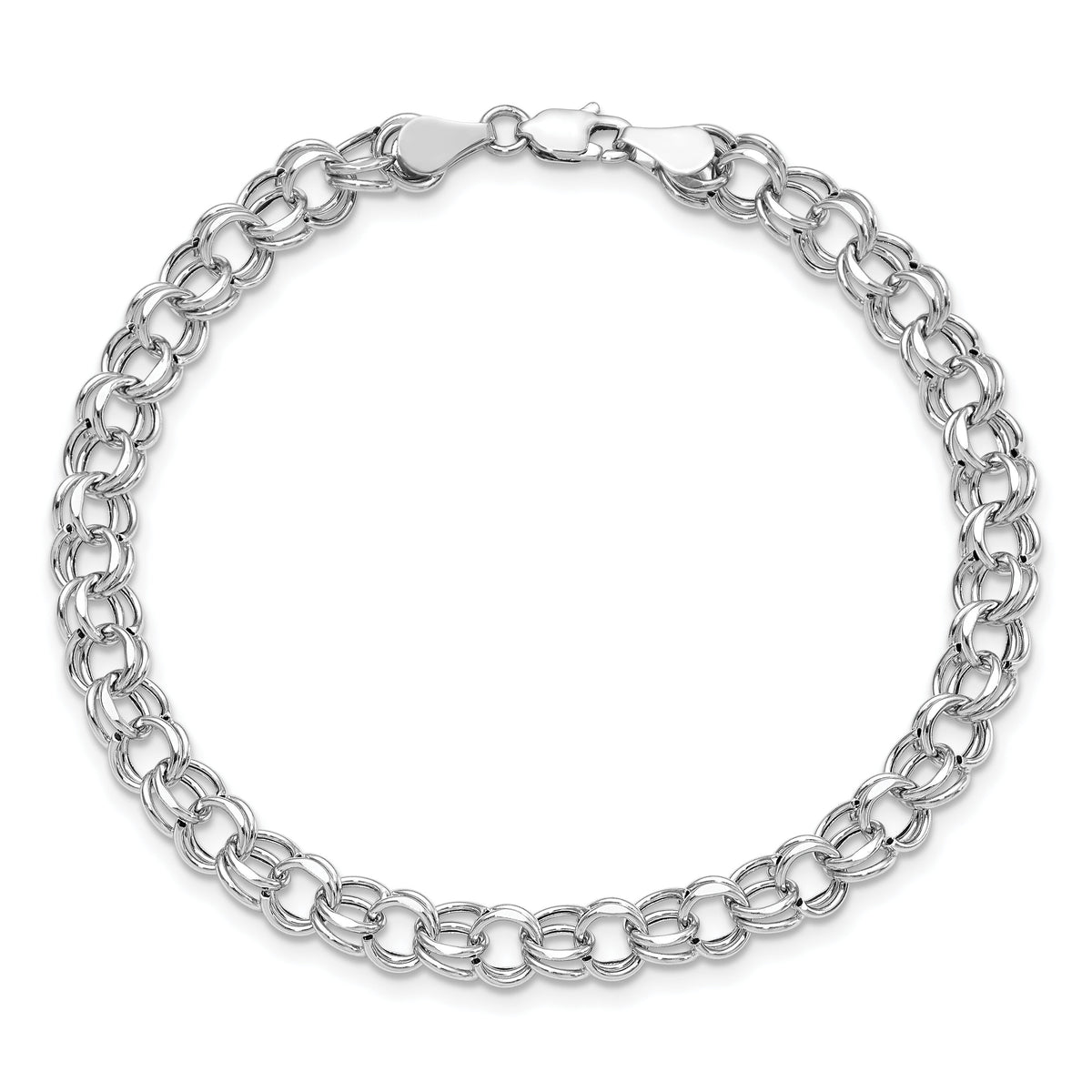 14k White Gold Lite 5.5mm Double Link Charm Bracelet-WSD2-7.25