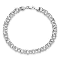 14k White Gold Lite 5.5mm Double Link Charm Bracelet-WSD2-8.25