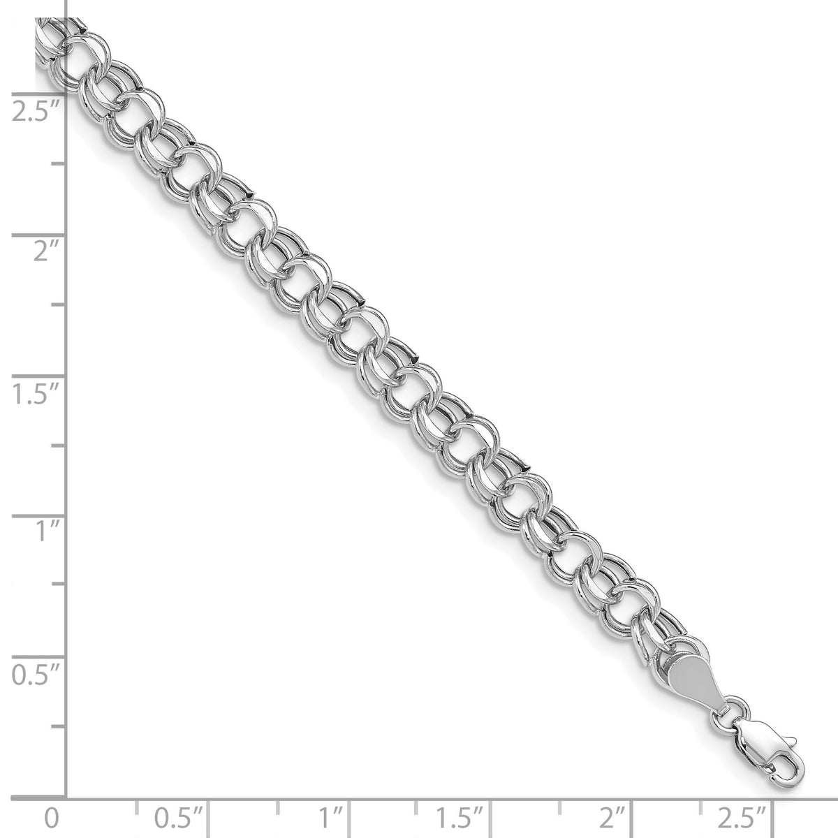 14k White Gold Lite 5.5mm Double Link Charm Bracelet-WSD2-7.25
