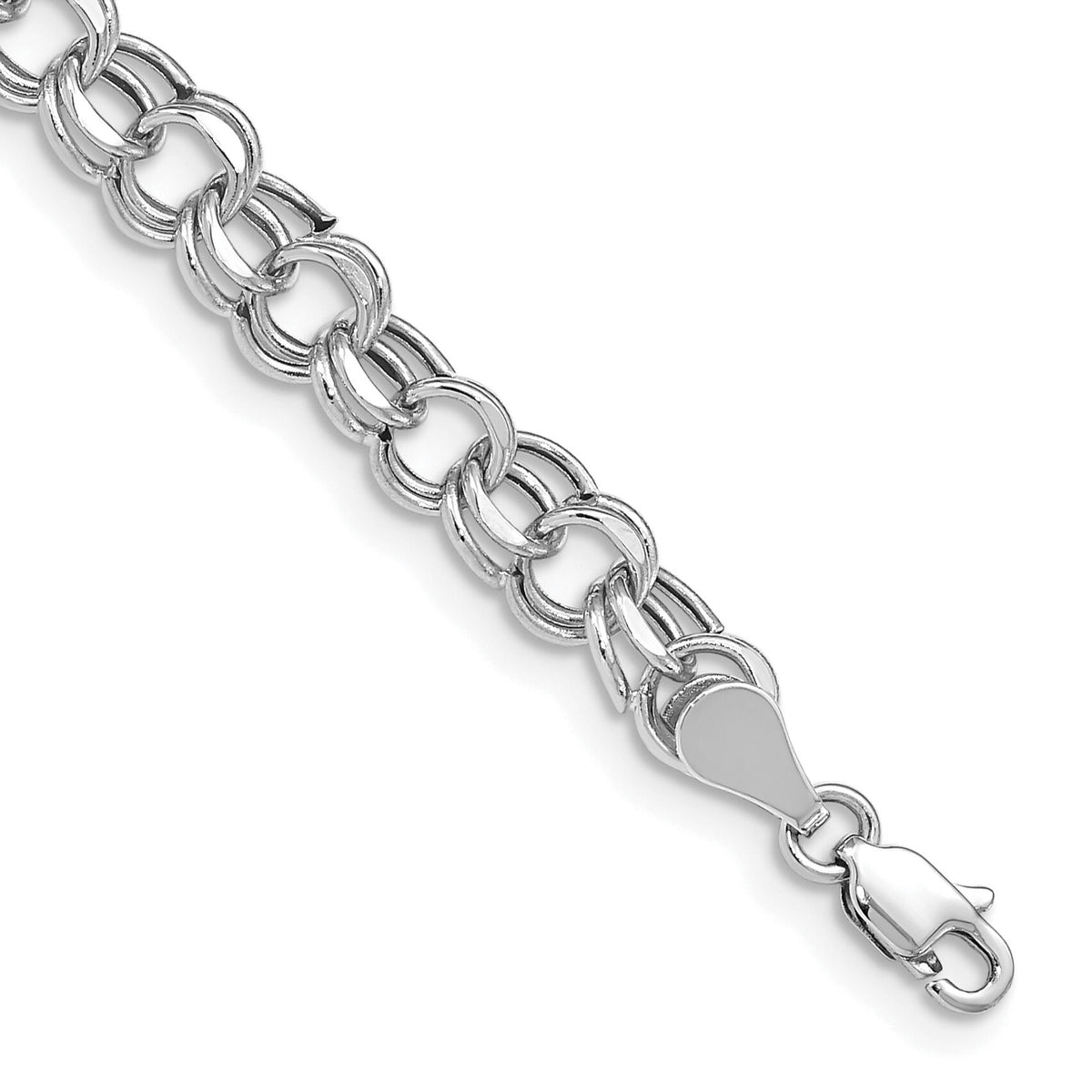 14k White Gold Lite 5.5mm Double Link Charm Bracelet-WSD2-8.25