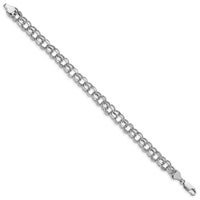 14k White Gold Lite 7.5mm Double Link Charm Bracelet-WSD4-8.25